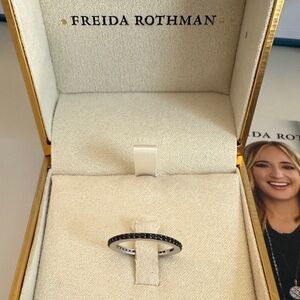 Freida Rothman Black and Silver Women's stacking ring